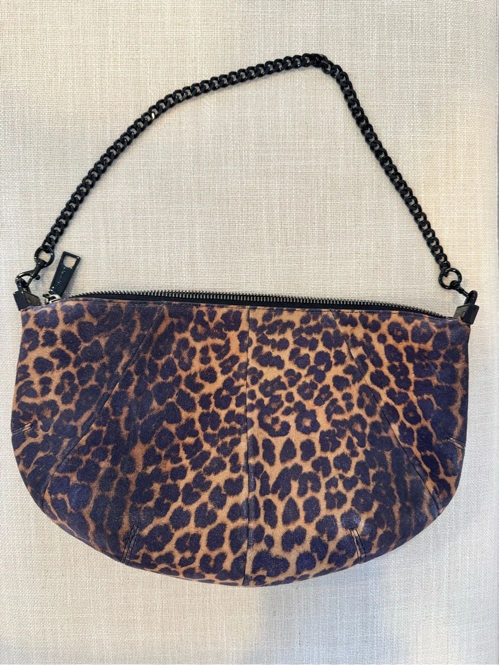 Leopard Print Half-Moon Shoulder Bag in Brown Rebecca Minkoff like new